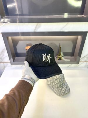 Christian Dio r Monogram Print Premium Black Cap F3435-BL