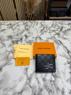 Loui_s Vuitton Damier Graphite Bi-fold Wallet With Box And Dust Bag Including Card (Black Style) (60223)