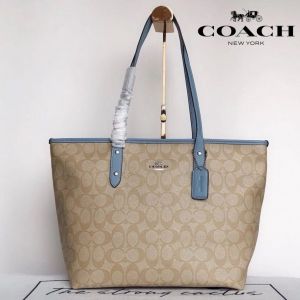 Coac_h City Signature Tote Bag Premium Quality With Box And Dust Bag (Blue)