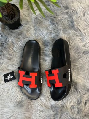 HERMES PARIS H LOGO SLIDE black RED