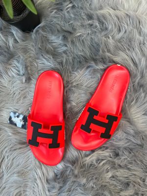 HERMES PARIS H LOGO SLIDE RED