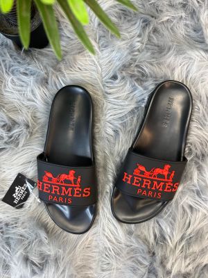 HERMES PARIS LOGO SLIDE BLACK RED