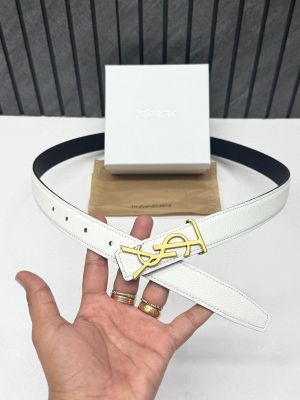 Ysl 46 White Womans Belt With Original Box & Dust Cover