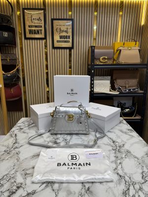 Balmai_n B-Buzz Quilted Top Handle Crossbody Bag With Box And Dust Bag (Silver)