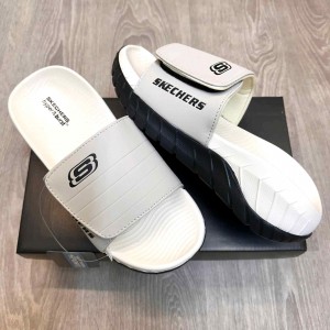 Skecher.s Go Recover Adjust Premium Beige Black Slides