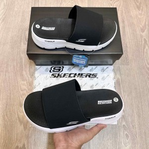 Skecher.s Go Walk Flex Premium Black White Flip Flop