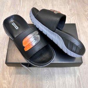Skecher.s Go Recover Utopo Logo Premium Black Grey Slides