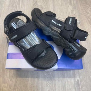 Skecher.s Massage Fit Adjustable Straps All Black Sports Sandal