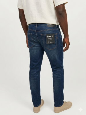 Hugo Bos s Blue Shade Straight Fit Premium Imported Stretchable Lycra Fabric Denim with Embroidered Logo 4111