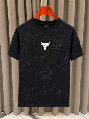 Under_Armour Middle Brand Logo Round Neck T-shirt Black 