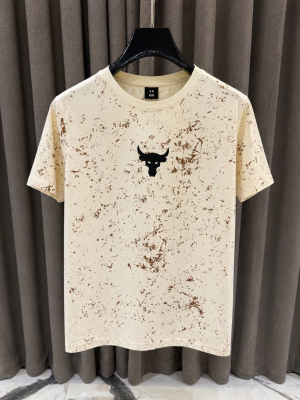 Under_Armour Middle Brand Logo Round Neck T-shirt Biscoff