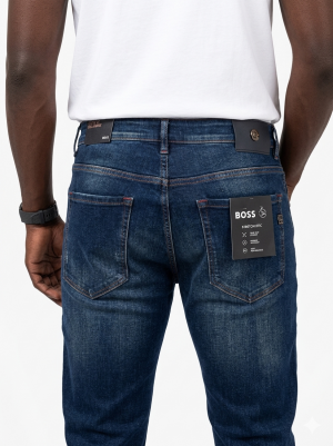 Hugo Bos s Green Shade Straight Fit Premium Imported Stretchable Lycra Fabric Denim with Embroidered Logo 4110