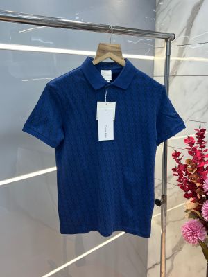 Calvin Klei n Blue Premium 240 gsm interlock compact cotton fabric Polo Tshirt with Allover Monogram Print 3734