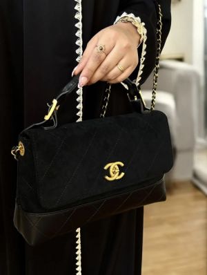 CHANE.L  SUEDE FLAP & BLACK  LEATHER WITH PREMIUM OG BOX 