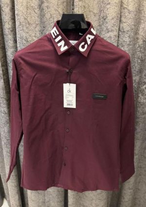 Calvin Klei n Maroon Collar Branding Oxford cotton Shirt