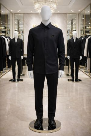 Balmai n Paris Black Premium Imported Japanese lycra fabric Shirt with Metal Logo And Brand Packing 3670