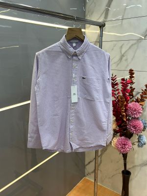 Lacost e Lavender Premium Shirt 100% Oxford Cotton Fabric With custom Branded Button Tagging And Brand Poly Bag 3831