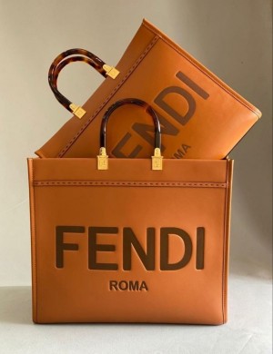 Fendi_roma_plain ladies trendy leather handbag with dust cover premium quality(big size)