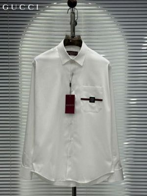 Gucc_i Pocket Signature Patched Imported Partywear Shirt With Og Box & Bag (DN 502)