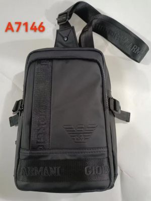 AX Arman_i Exchange Matte Black Sling Bag with Logo Detail (A7146)