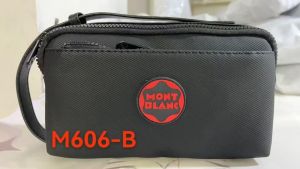 Mont_Blanc Style Travel Pouch Organizer with Wrist Strap (Black-Red  M606-B)