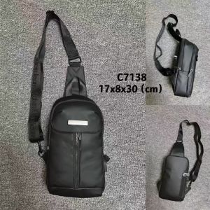 Calvin_Klein Style Minimal Sling Crossbody Chest Bag (All Black  C7138)