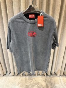 Diese l Grey Acid Wash Imported Oversized Tshirt