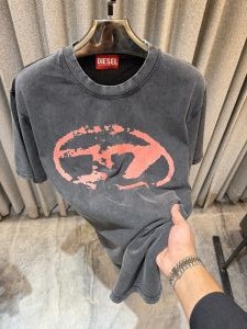 Diese l Grey Acid Wash Imported Oversized Tshirt