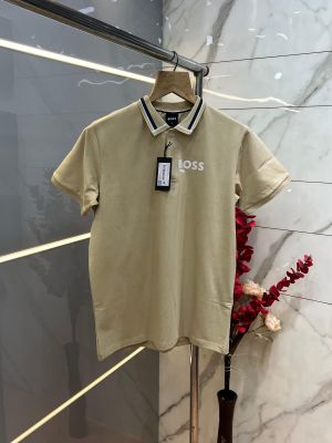 Hugo Bos s Premium Imported 240 GSM Interlock Lycra Fabric Polo Tshirt with Collar Design and Emboss Logo 4000