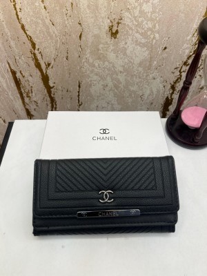 CHANE_L PREMIUM LONG WALLET WITH OG BOX 2051 BLACK