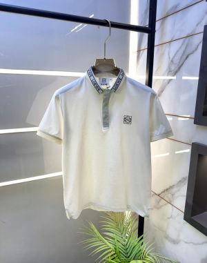 Loewe White Logo Premium Collar Neck Polo T-shirt F3613-WH