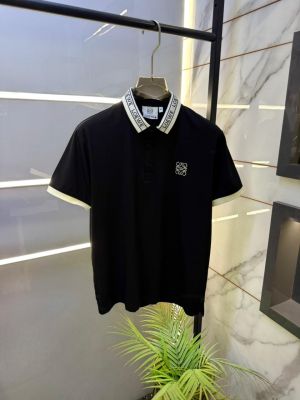 Loewe Black Embroidery Logo Premium Collar Neck Polo T-shirt F3613-BL