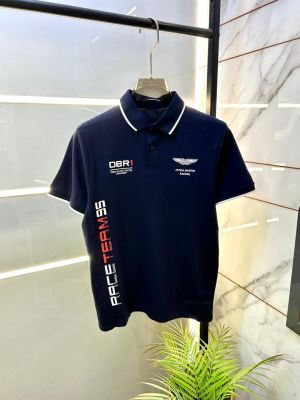 Aston Martin Hacket t Navy Polo Premium Collar Neck T-shirt F2966-NY