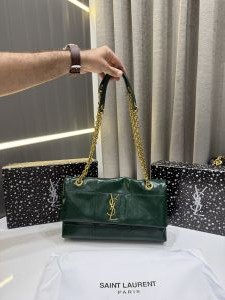 YSL SAINT LAURENT GREEN JAMIE SHOULDER BAG QUILTED LEATHER PREMIUM WITH OG BOX