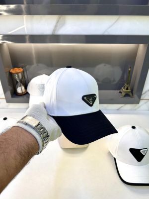 Prad a Embossed Logo White-Black Premium Cap F3491-A5