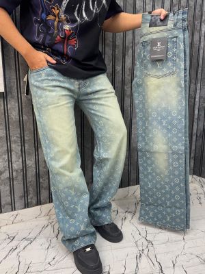 Louis.Vuitton.Imported.All.Over.Monogram.Printed.Light.Shade.Premium.Baggy.Denim.Jeans.MR363