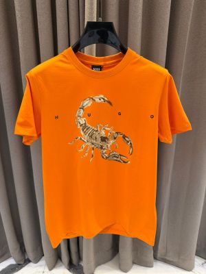 Boss Scorpion Print Round Neck T-shirt Orange 