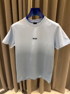Boss Middle Brand Logo Round Neck T-shirt Sky