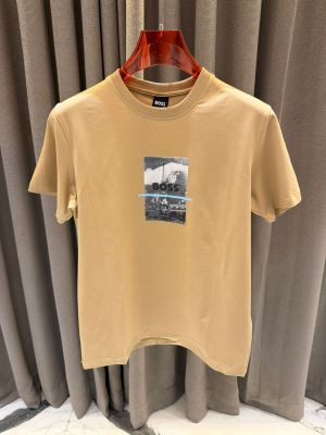 Boss Middle Brand Print Round Neck T-shirt Coffee