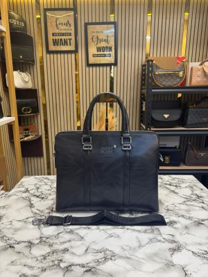 Mont Blanc Polished Premium Quality Laptop Bag With Strap (Black)