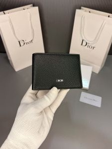 Dio_r black premium leather wallet 046 with og box  card and carry bag