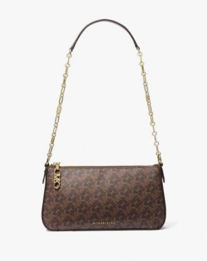 MICHAE_L KORS EMPIRE MEDIUM WITH MAGNETIC BRAND BOX & BILL DUST BAG & CARRY BAG -  SIGNATURE LOGO CHAIN LINK POCHETTE - 1088