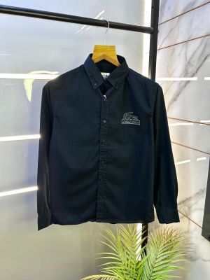 Lacost e Logo Navy Oxford Lycra Premium Shirts F2750-NY