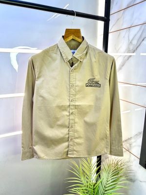 Lacost e Logo Khaki Oxford Lycra Premium Shirts F2750-KH