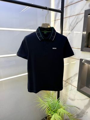 Hugo_Boss Navy Collar Neck Premium Polo T-shirt F3603-NY