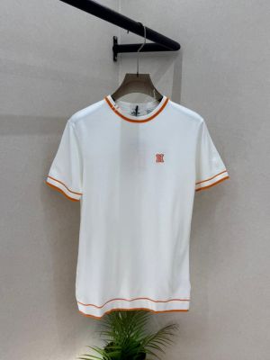 Hermes Logo Imported White knitted Polo Super Premium Round Neck T-shirt F3645-WH