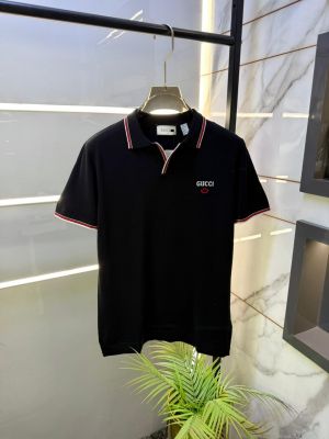 Gucc i Black Imported knitted Premium Collar Neck Polo T-shirt F3609-BL