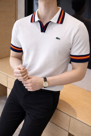 No return Lacost_e imported polo tshirt white