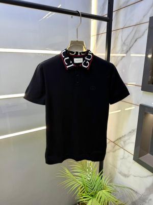 Gucc i Black Imported knitted Premium Collar Neck Polo T-shirt F3611-BL