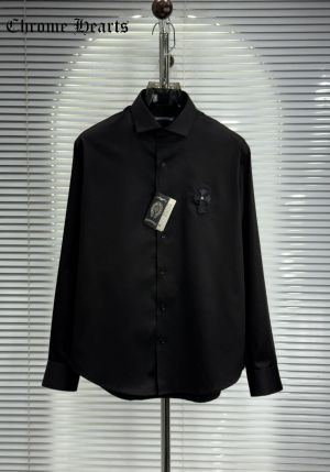 Chrome Heart Chest Logo Full Sleeves Shirt Black
